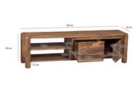 FineBuy Lowboard Massivholz Kommode 140 cm TV-Board Landhaus-Stil 40 cm TV-Möbel – Ansicht 3