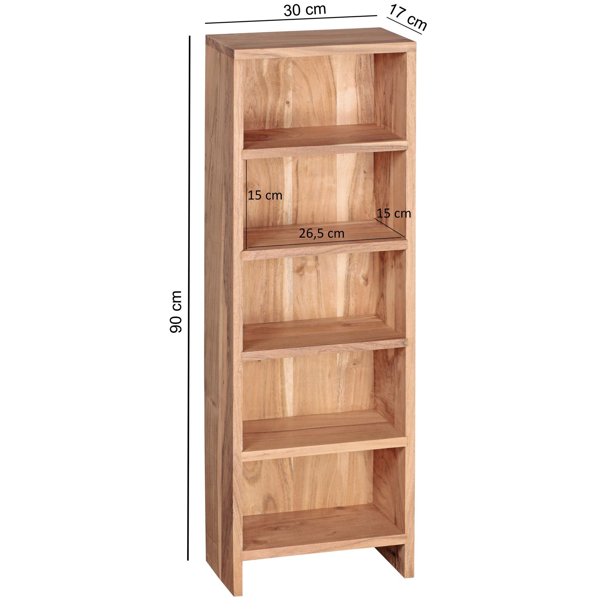 FineBuy CD Regal Massivholz Standregal 90 cm CD-Aufbewahrung Landhaus 5 Fächer – Ansicht 3