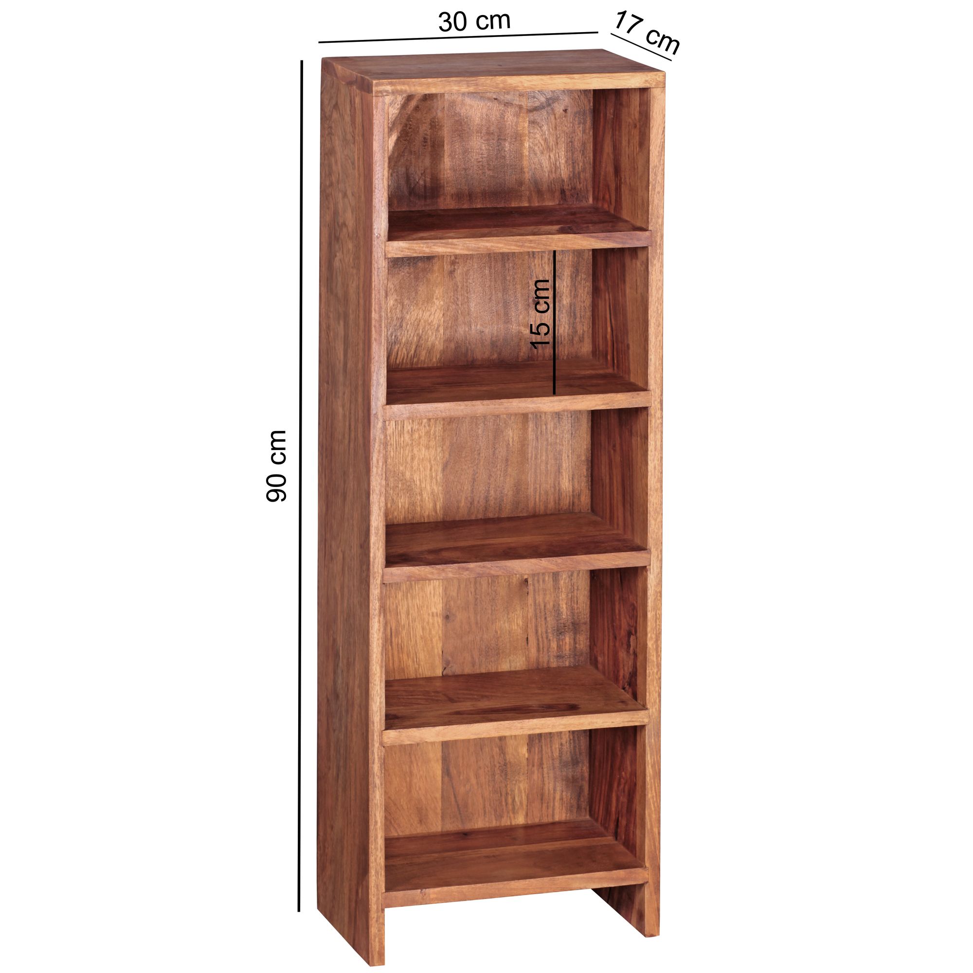 FineBuy CD Regal Massivholz Standregal 90 cm CD-Aufbewahrung Landhaus 5 Fächer – Ansicht 3
