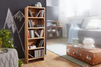 FineBuy CD Regal Massivholz Standregal 90 cm CD-Aufbewahrung Landhaus 5 Fächer – Ansicht 2