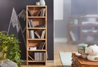 FineBuy CD Regal Massivholz Standregal 90 cm CD-Aufbewahrung Landhaus 5 Fächer – Ansicht 4