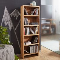 FineBuy CD Regal Massivholz Standregal 90 cm CD-Aufbewahrung Landhaus 5 Fächer – Ansicht 1