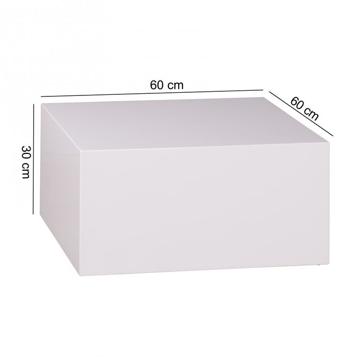 FineBuy Couchtisch MONOBLOC Holztisch Weiß 60 cm Wohnzimmertisch Sofatisch Tisch – Maßzeichnung