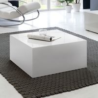 FineBuy Couchtisch MONOBLOC Holztisch Weiß 60 cm Wohnzimmertisch Sofatisch Tisch – Ansicht 1