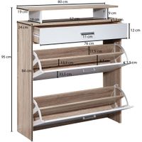 FineBuy Schuhkipper Schuhschrank Schuhregal 16 Paar Schuhe + Ablage + Schublade – Ansicht 3