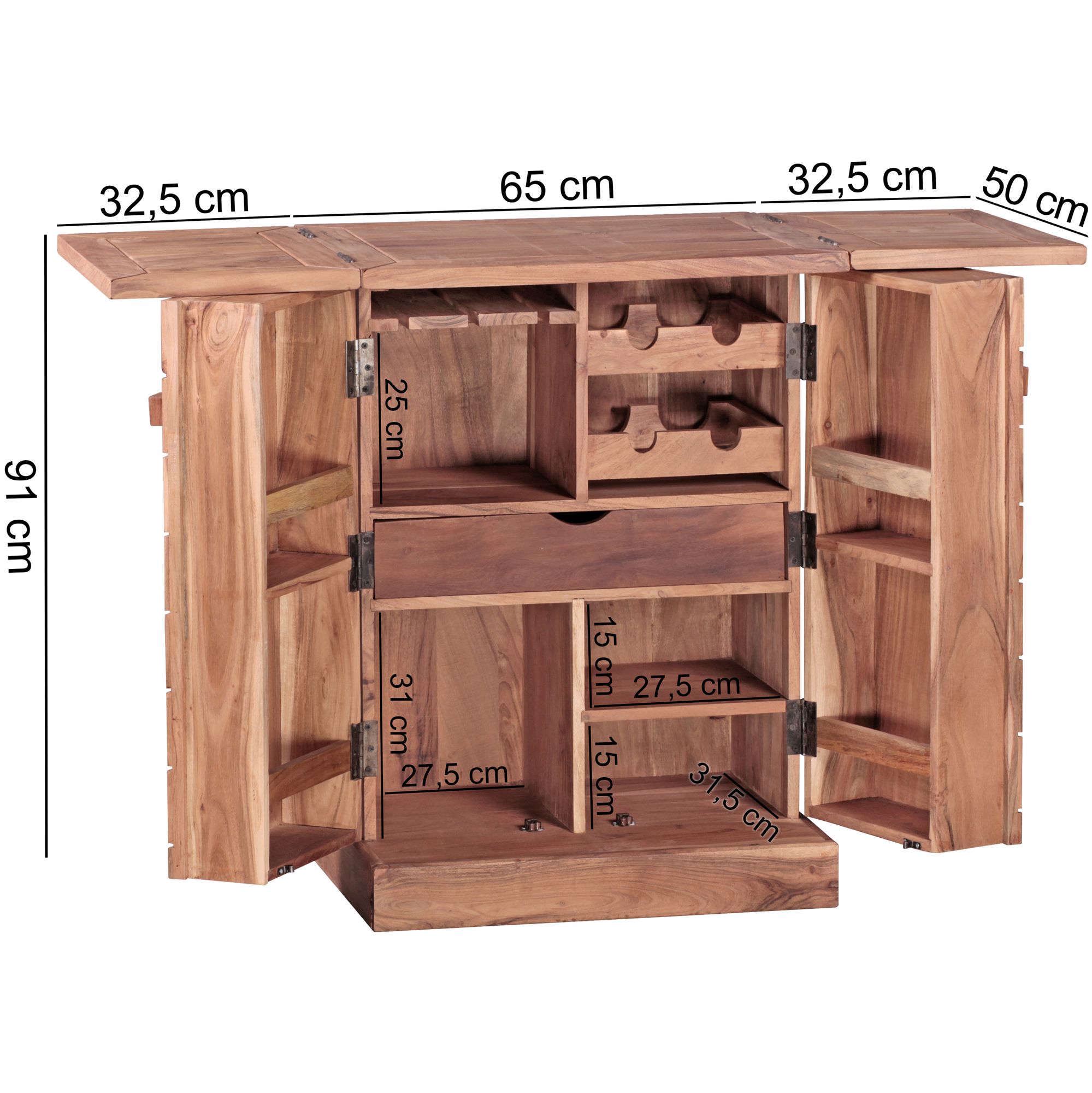 FineBuy Hausbar Massivholz Weinbar Weinschrank Kleiner Barschrank Alkoholschrank – Ansicht 3