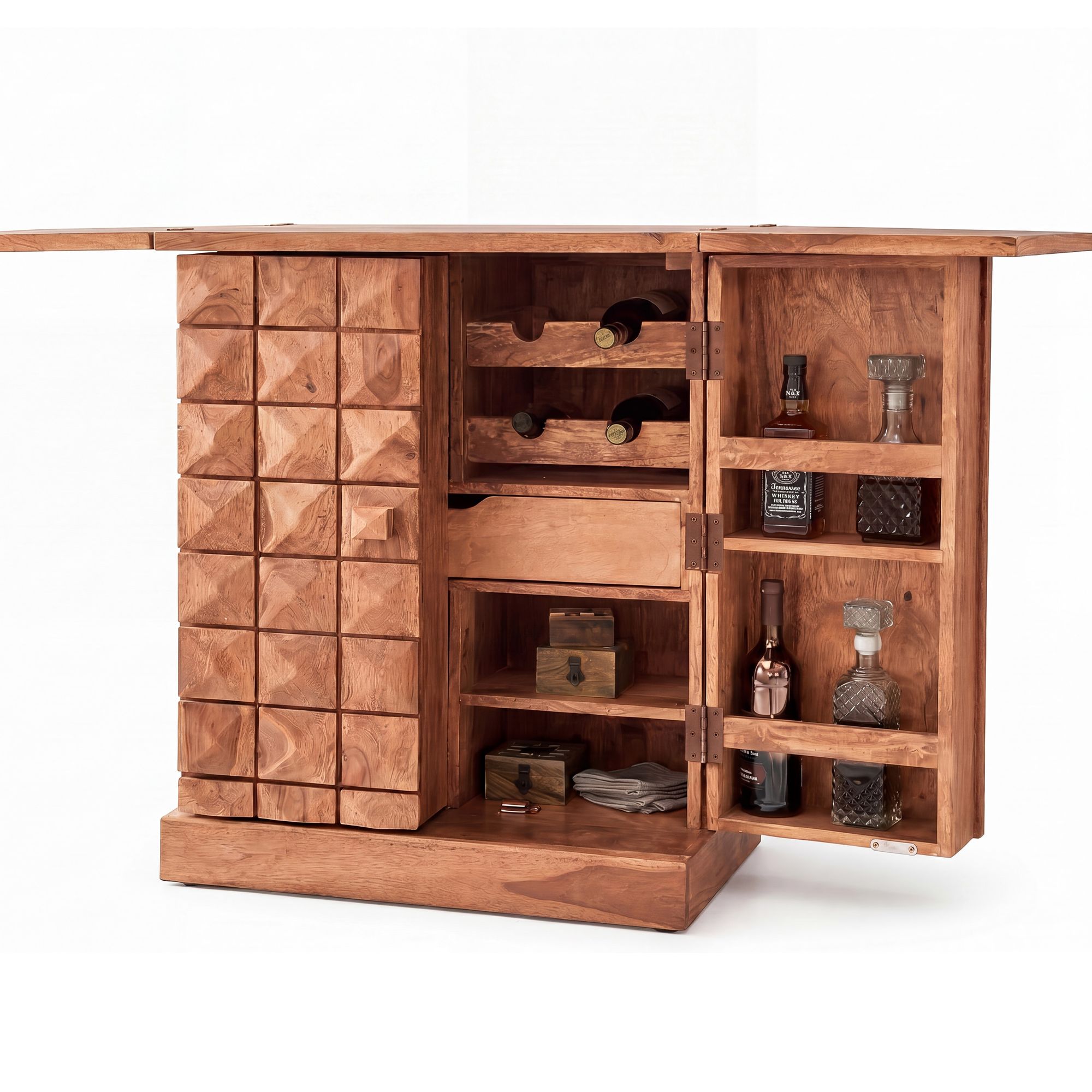 FineBuy Hausbar Massivholz Weinbar Weinschrank Kleiner Barschrank Alkoholschrank – Ansicht 6
