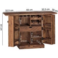 FineBuy Hausbar Massivholz Weinbar Weinschrank Kleiner Barschrank Alkoholschrank – Ansicht 3