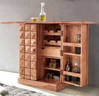 FineBuy Hausbar Massivholz Weinbar Weinschrank Kleiner Barschrank Alkoholschrank – Ansicht 1