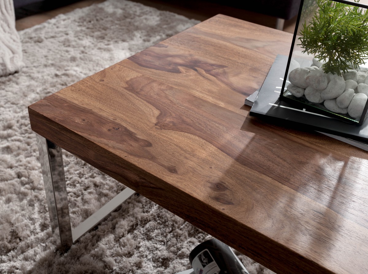 Massiver Couchtisch 120cm Wohnzimmertisch Holz Tisch Massiv Beistelltisch – Ansicht 5