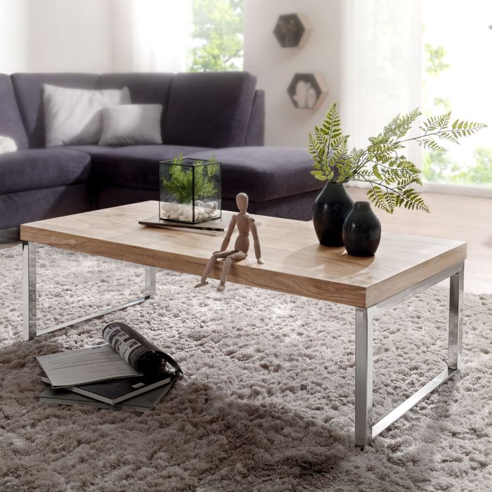 Massiver Couchtisch 120cm Wohnzimmertisch Holz Tisch Massiv Beistelltisch
