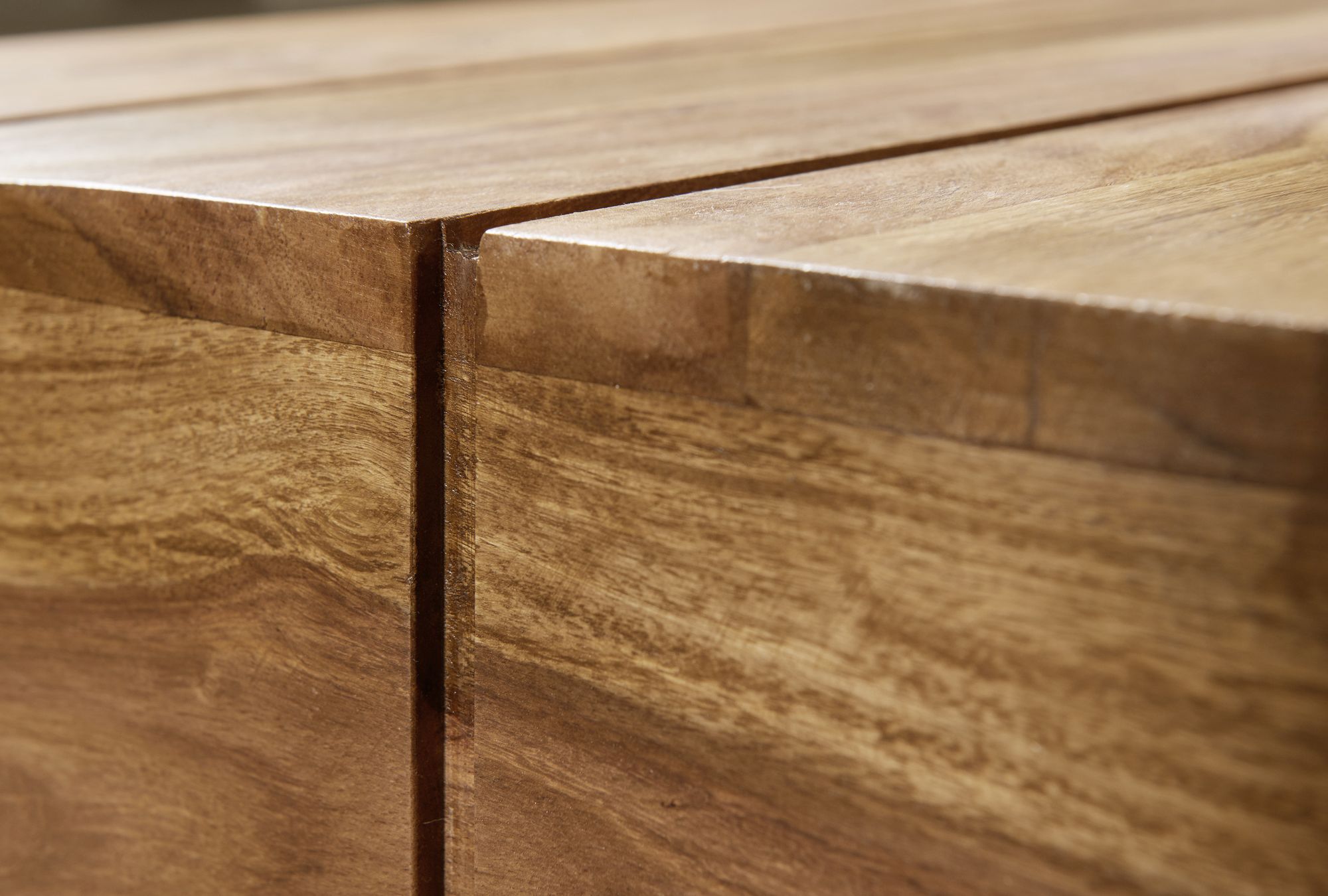 FineBuy Couchtisch rechteckig Massivholz 120 cm Block Design Wohnzimmertisch – Ansicht 4