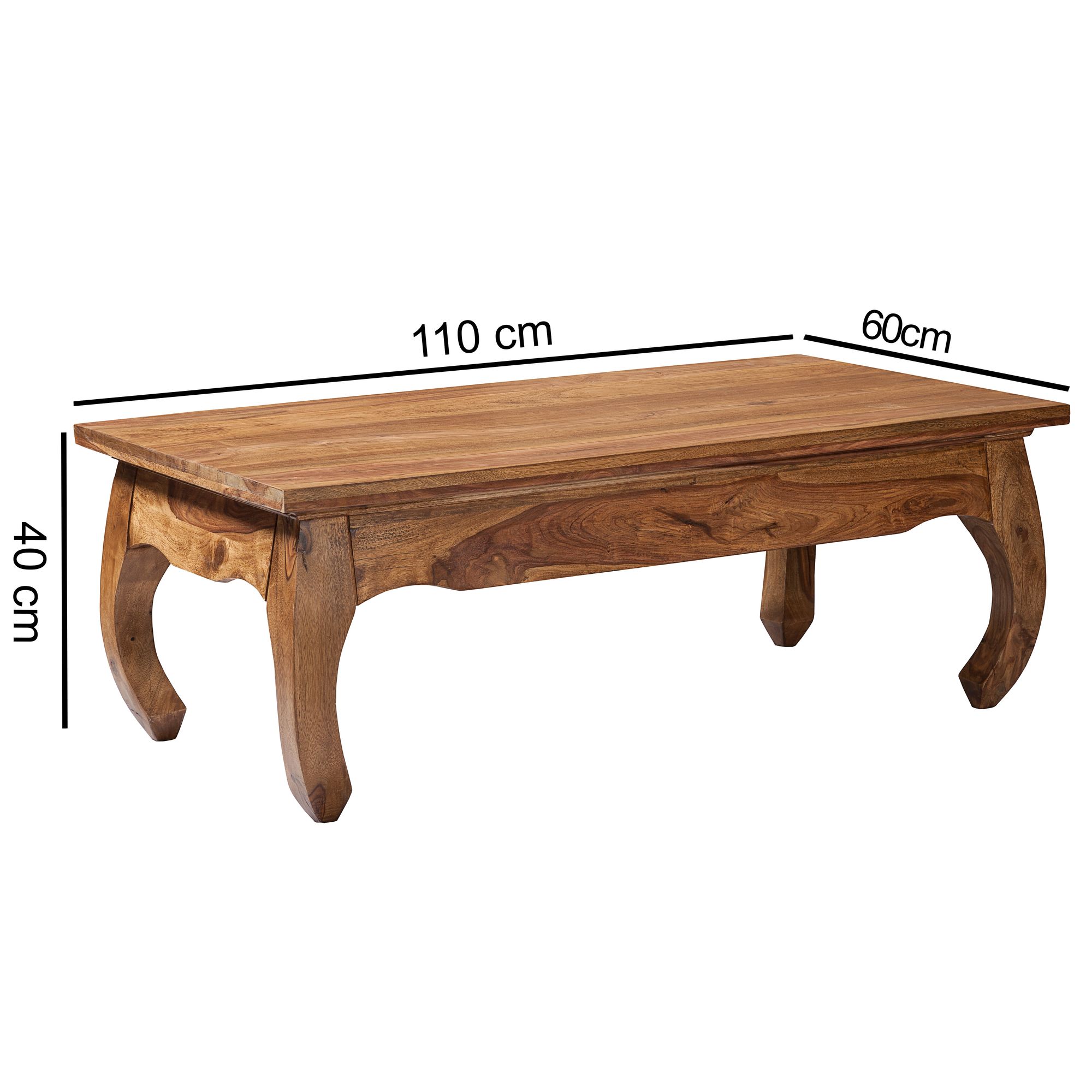 FineBuy Massiv-Holz Couchtisch Wohnzimmertisch Beistelltisch Landhaus Sofatisch – Ansicht 2