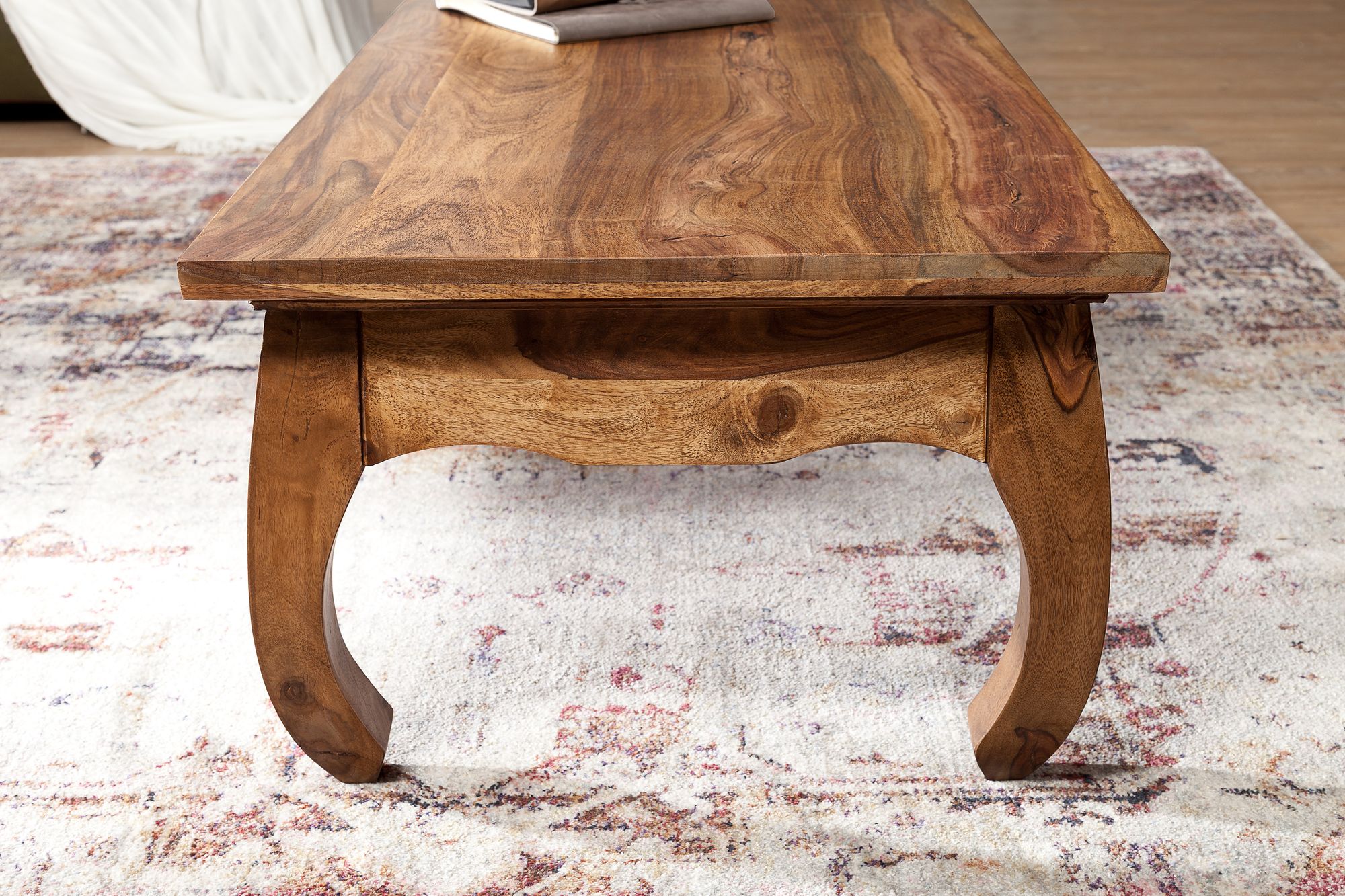 FineBuy Massiv-Holz Couchtisch Wohnzimmertisch Beistelltisch Landhaus Sofatisch – Ansicht 5