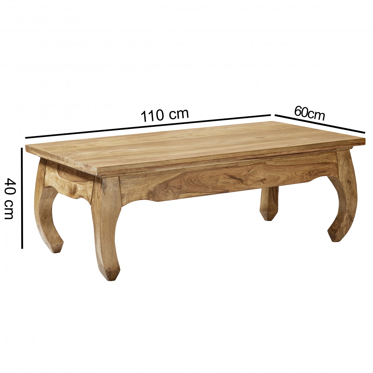 FineBuy Massiv-Holz Couchtisch Wohnzimmertisch Beistelltisch Landhaus Sofatisch – Ansicht 2