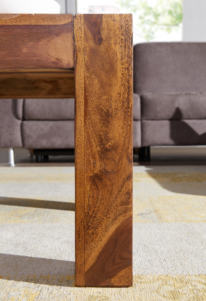 Couchtisch Massivholz 110cm · Rechteckiger Landhaus Wohnzimmertisch aus Echtholz – Ansicht 5