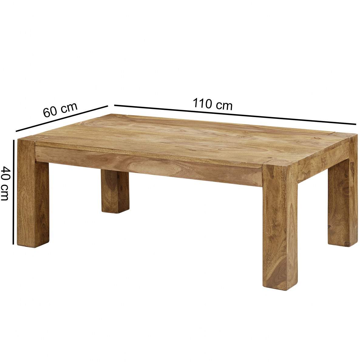 Couchtisch Massivholz 110cm · Rechteckiger Landhaus Wohnzimmertisch aus Echtholz – Ansicht 2