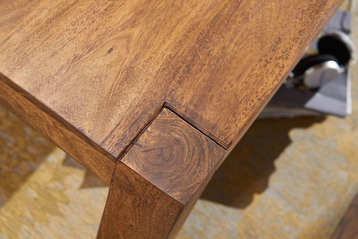 Couchtisch Massivholz 110cm · Rechteckiger Landhaus Wohnzimmertisch aus Echtholz – Maßzeichnung