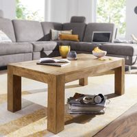 Couchtisch Massivholz 110cm · Rechteckiger Landhaus Wohnzimmertisch aus Echtholz – Ansicht 1