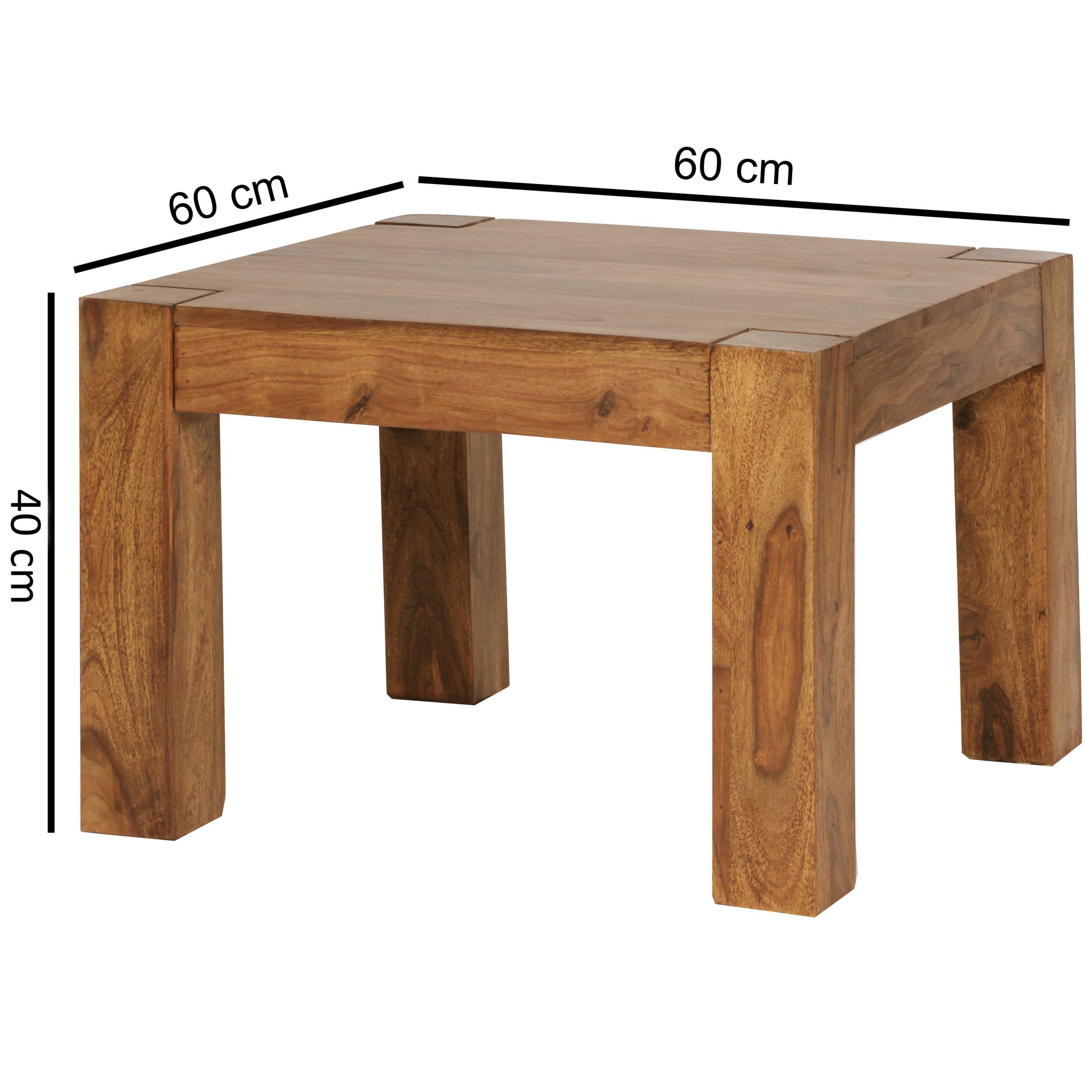 Massiver Couchtisch 60 cm Holz Tisch Massiv Wohnzimmertisch Beistelltisch – Ansicht 2