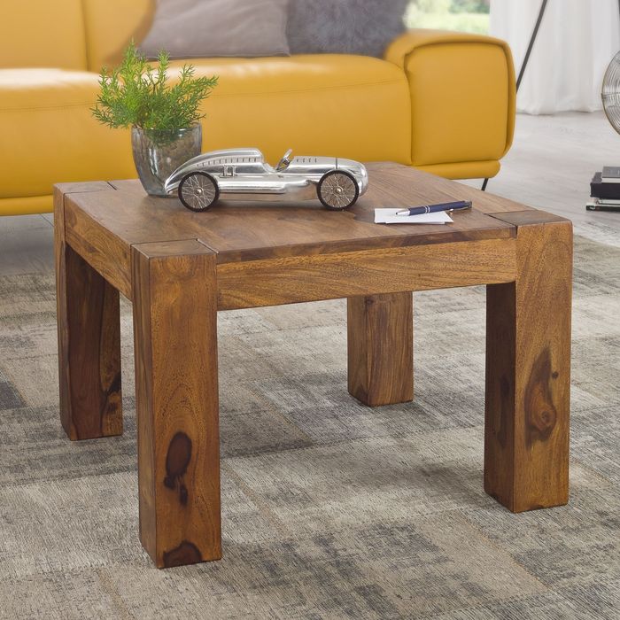 Massiver Couchtisch 60 cm Holz Tisch Massiv Wohnzimmertisch Beistelltisch