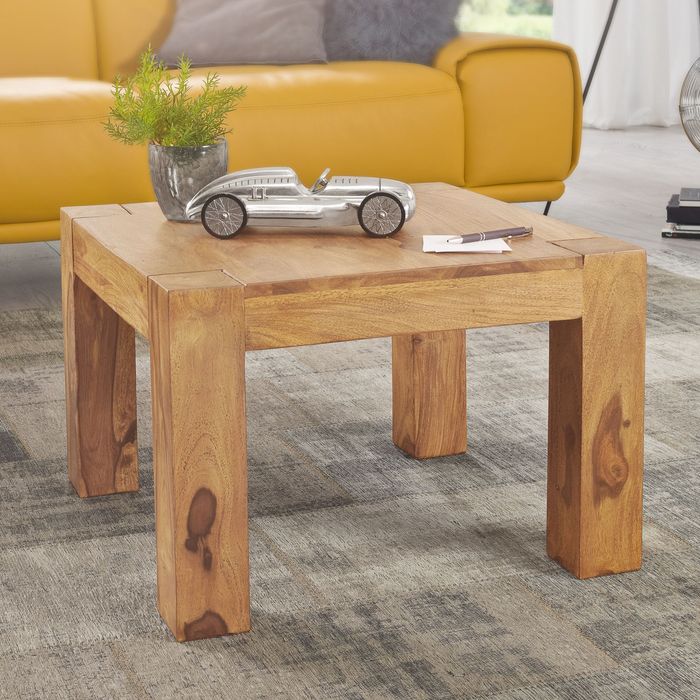 Massiver Couchtisch 60 cm Holz Tisch Massiv Wohnzimmertisch Beistelltisch