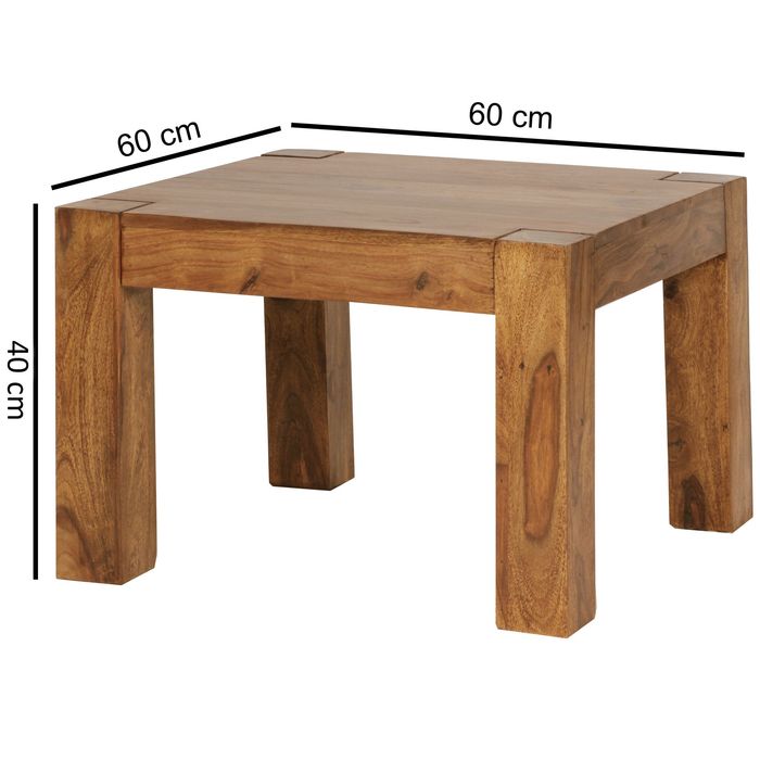 Massiver Couchtisch 60 cm Holz Tisch Massiv Wohnzimmertisch Beistelltisch – Maßzeichnung