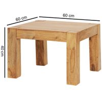 Massiver Couchtisch 60 cm Holz Tisch Massiv Wohnzimmertisch Beistelltisch – Ansicht 4