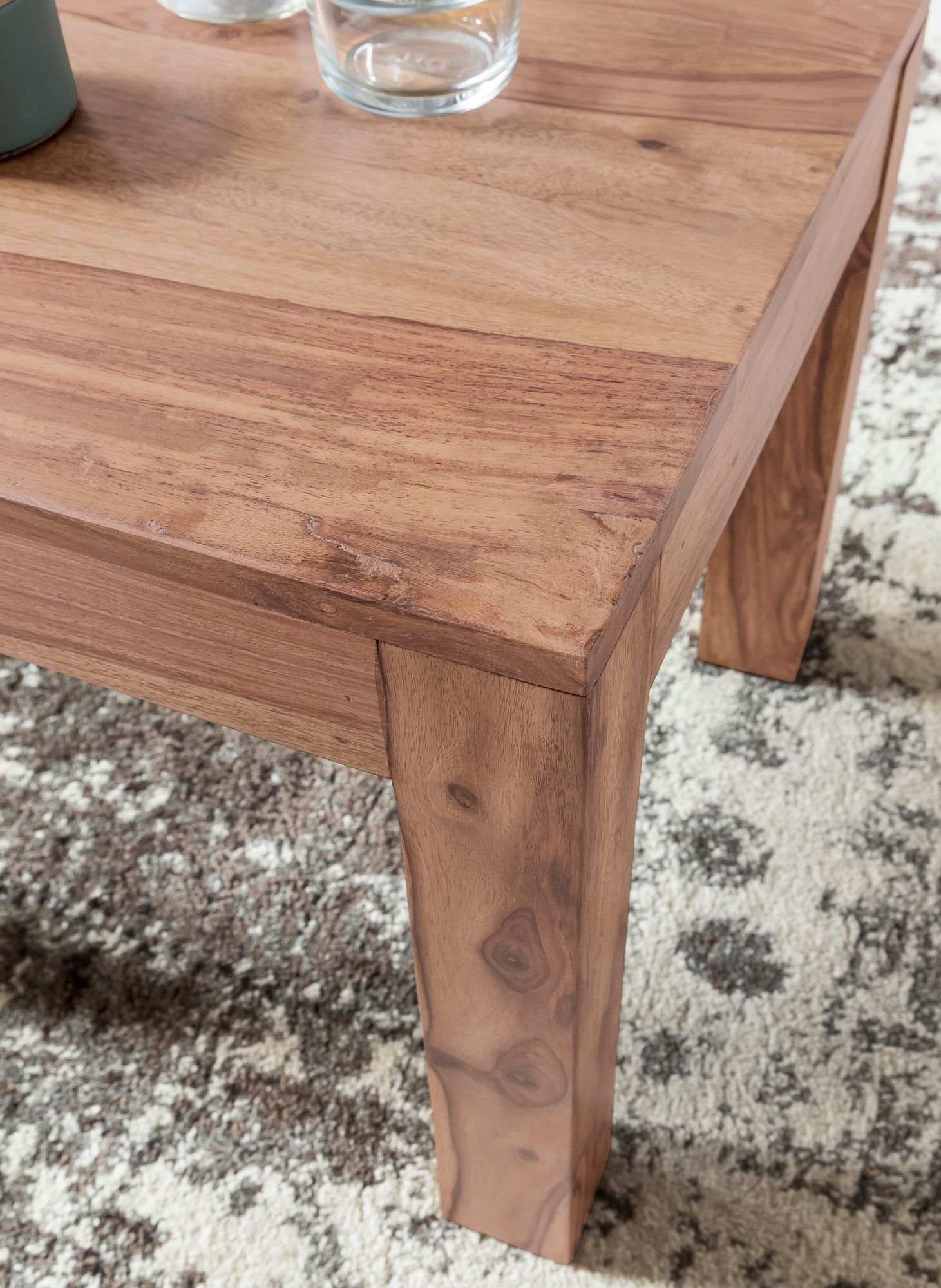 FineBuy Couchtisch Massiv-Holz 45cm Wohnzimmertisch Landhaus Beistelltisch natur – Ansicht 5