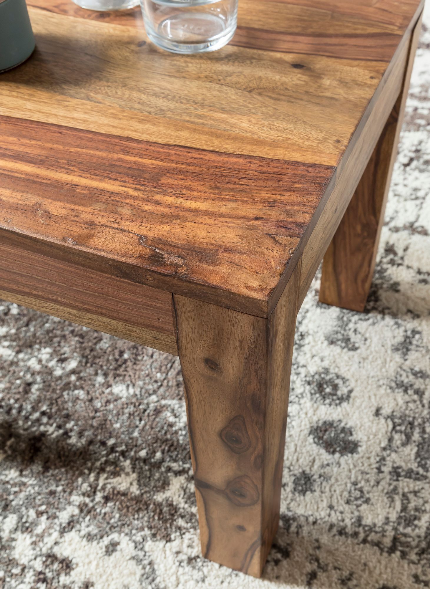 FineBuy Couchtisch Massiv-Holz 45cm Wohnzimmertisch Landhaus Beistelltisch natur – Ansicht 5