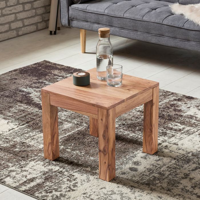 FineBuy Couchtisch Massiv-Holz 45cm Wohnzimmertisch Landhaus Beistelltisch natur