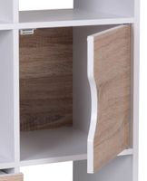 FineBuy Bücherregal Standregal Weiß freistehend Regal Sonoma Tür Schub Weiß Holz – Ansicht 3