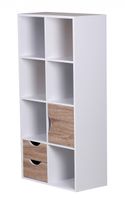 FineBuy Bücherregal Standregal Weiß freistehend Regal Sonoma Tür Schub Weiß Holz – Ansicht 4
