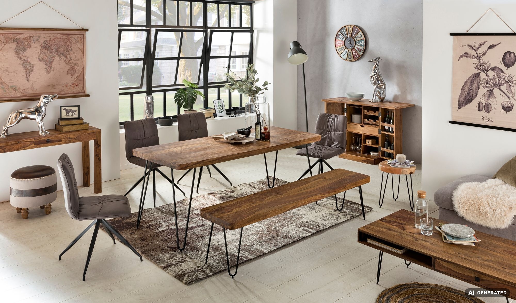 FineBuy Couchtisch Massivholz 110cm Wohnzimmertisch eckig Schublade & Ablage – Ansicht 8