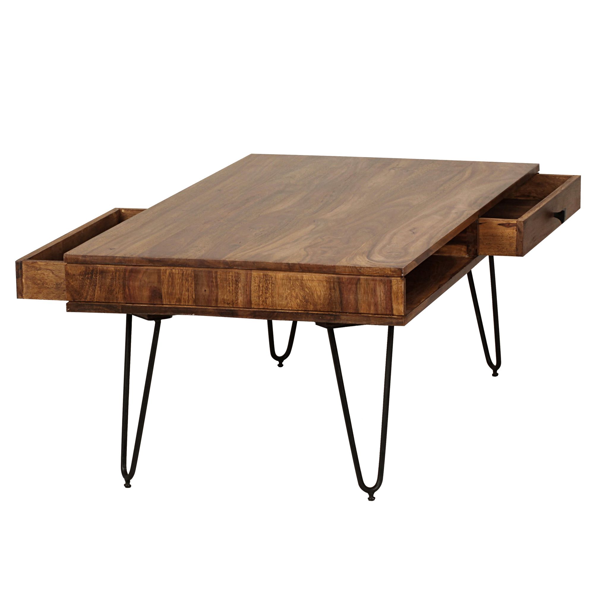 FineBuy Couchtisch Massivholz 110cm Wohnzimmertisch eckig Schublade & Ablage – Ansicht 6