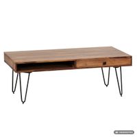 FineBuy Couchtisch Massivholz 110cm Wohnzimmertisch eckig Schublade & Ablage – Ansicht 6