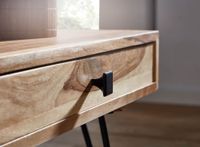 FineBuy Couchtisch Massivholz 110cm Wohnzimmertisch eckig Schublade & Ablage – Ansicht 3