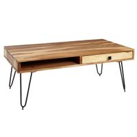FineBuy Couchtisch Massivholz 110cm Wohnzimmertisch eckig Schublade & Ablage – Ansicht 6