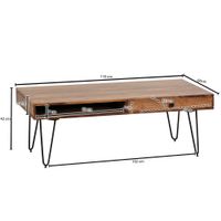 FineBuy Couchtisch Massivholz 110cm Wohnzimmertisch eckig Schublade & Ablage – Ansicht 2
