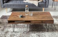 FineBuy Couchtisch Massivholz 110cm Wohnzimmertisch eckig Schublade & Ablage – Ansicht 3