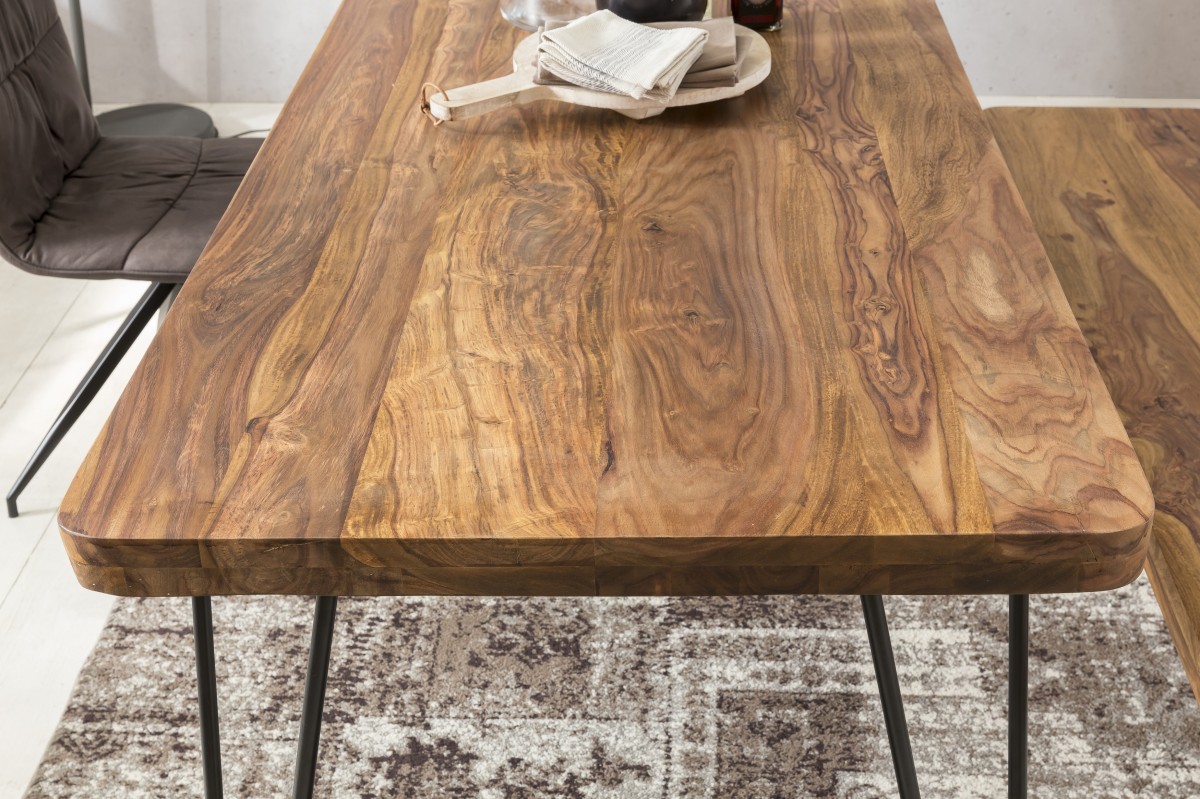 FineBuy Esstisch Massiv Esszimmertisch Holztisch Sheesham Holz Tisch – Ansicht 4