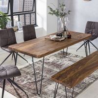 FineBuy Esstisch Massiv Esszimmertisch Holztisch Sheesham Holz Tisch – Ansicht 1