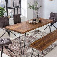 FineBuy Esstisch Massiv Esszimmertisch Holztisch Sheesham Holz Tisch – Ansicht 1