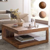 Massiver Couchtisch PATAN 90 x 90 cm Wohnzimmertisch Holz Tisch Massiv Ablage – Ansicht 1