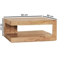 Massiver Couchtisch PATAN 90 x 90 cm Wohnzimmertisch Holz Tisch Massiv Ablage – Ansicht 4
