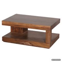 FineBuy Couchtisch Massivholz 90 cm Wohnzimmertisch braun Landhaus Beistelltisch – Ansicht 6
