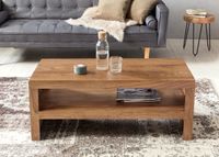 Couchtisch Sheesham Massivholz 110cm Rechteckiger Wohnzimmertisch mit Ablage – Ansicht 3