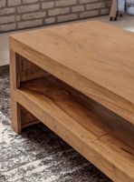 Couchtisch Sheesham Massivholz 110cm Rechteckiger Wohnzimmertisch mit Ablage – Ansicht 4