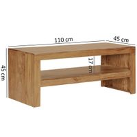 Couchtisch Sheesham Massivholz 110cm Rechteckiger Wohnzimmertisch mit Ablage – Ansicht 2