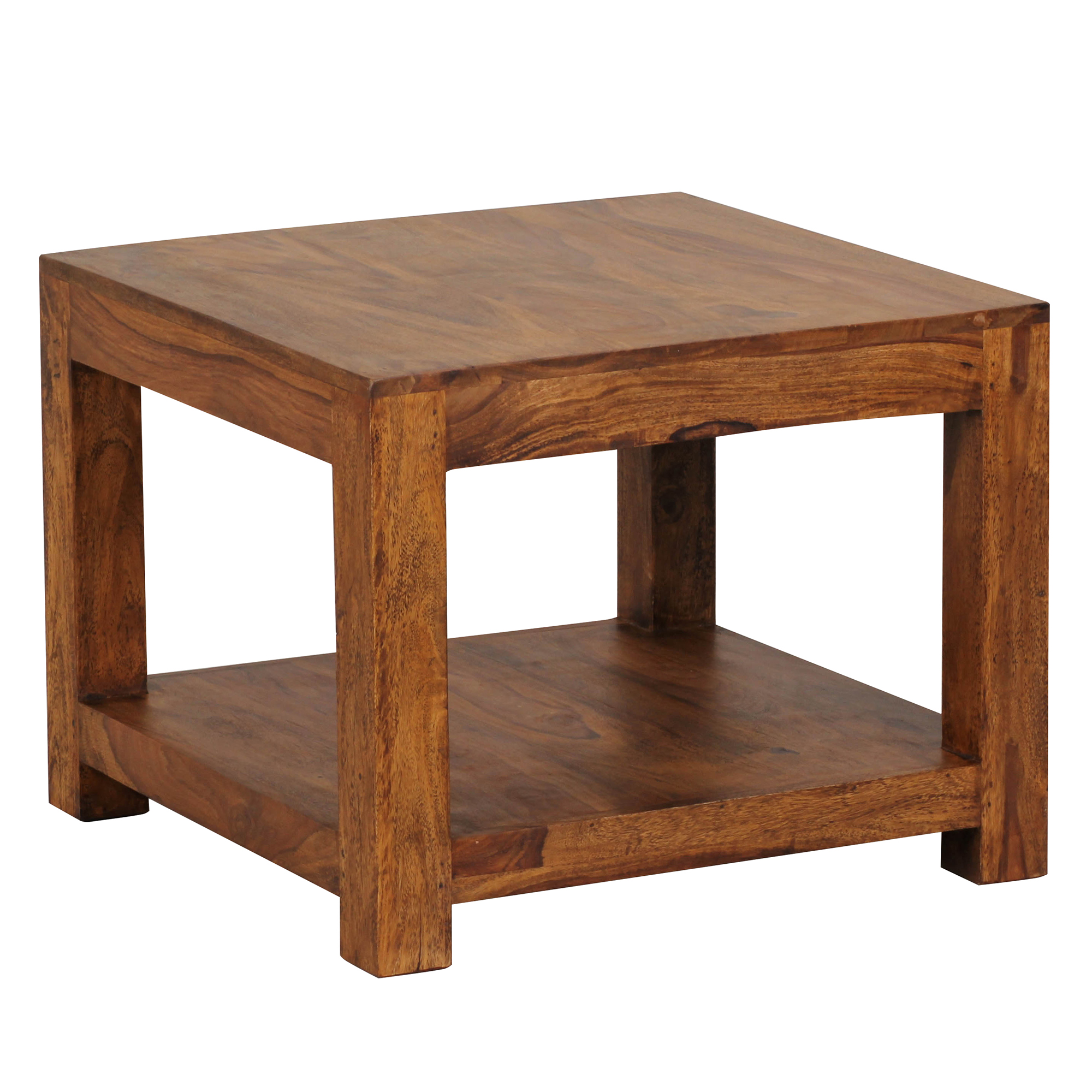 FineBuy Couchtisch Massivholz 60x60 cm · Quadratischer Wohnzimmertisch mit Ablage · Handgefertigter Echtholztisch im natürlichen Design | Farbe: Braun FineBuy Couchtisch Massivholz 60x60 cm · Quadratischer Wohnzimmertisch mit Ablage · Handgefertigter Echtholztisch im natürlichen Design | Farbe: Braun